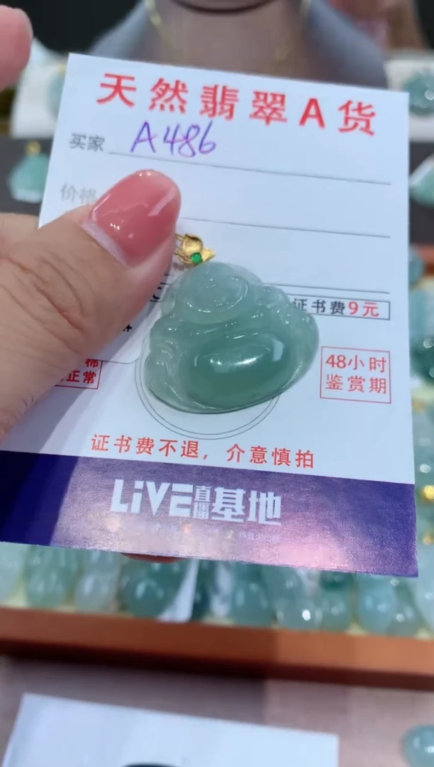 【闪购商品】翡翠颈饰18K金镶嵌天然缅甸a货翡翠