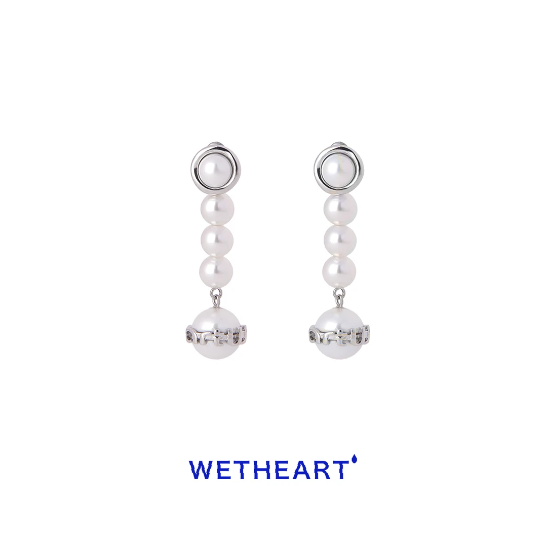 WET HEART 非金属仿珍珠耳饰 小众设计轻奢法式时尚字母立体耳坠