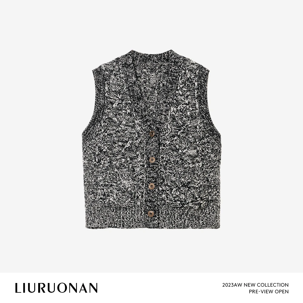 LIURUONAN 24AW 无袖麻花马甲上衣女秋冬百搭叠穿时尚设计感