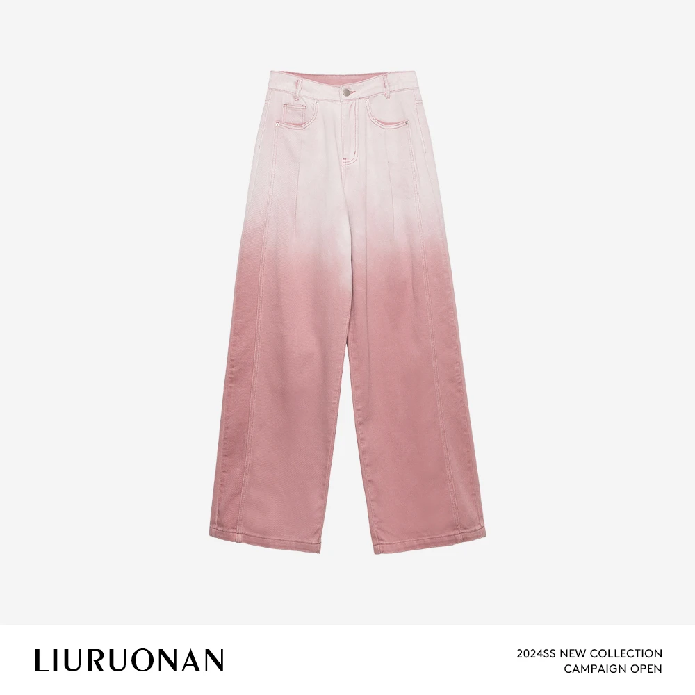 LIURUONAN 24SS 【胭脂粉牛仔裤】活力元素直筒休闲显瘦直腿长裤女