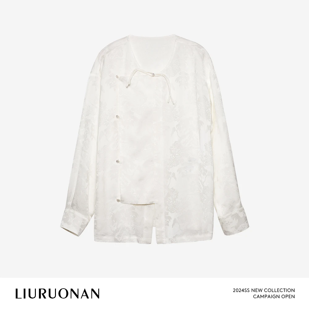 LIURUONAN 24SS 提花盘扣长袖衬衫女百搭宽松国风缎面/面料升级版