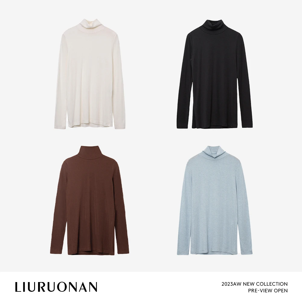 LIURUONAN 23AW 半高领针织打底衫冬季叠穿套头T恤女