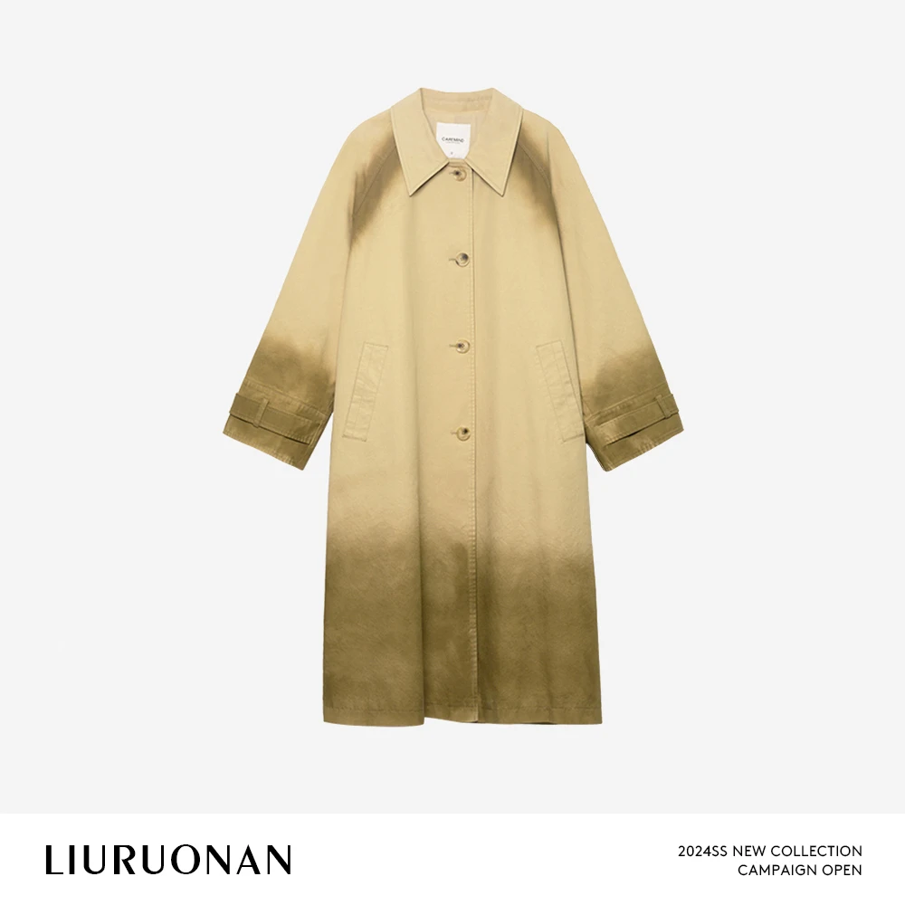 LIURUONAN 24SS 春季新款风衣外套长袖翻领中长款时尚防风外套女