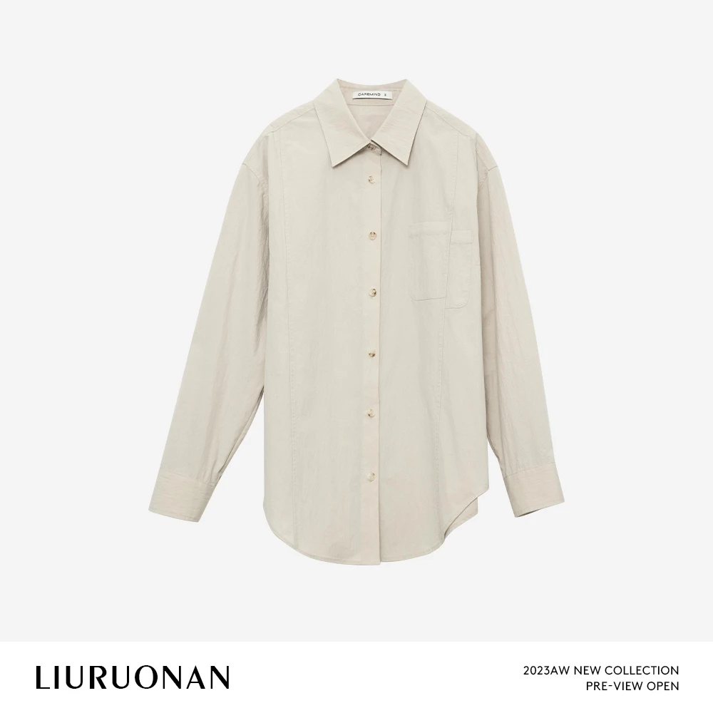 LIURUONAN 24AW 长袖POLO翻领冬季新款衬衫女棉质叠穿百搭衬衣