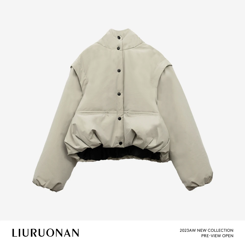 LIURUONAN 24AW 90白鸭绒冬季保暖短款羽绒服/手袖可拆卸俩穿