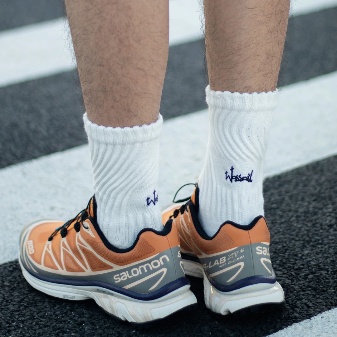 wassail原创涂鸦刺绣复古毛圈堆堆袜cityboy跑步纯棉袜精梳棉潮袜