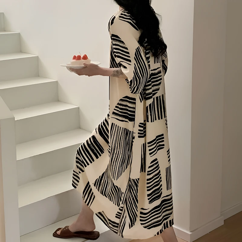 2024年睡裙女士薄款棉绸睡裙连衣裙可外穿韩版高级感中长款裙子