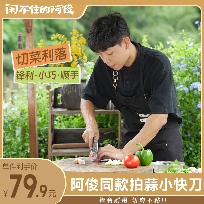 【闲不住的阿俊】 厨刀家用神器薄刃小快刀精钢锻打菜刀切片刀便捷