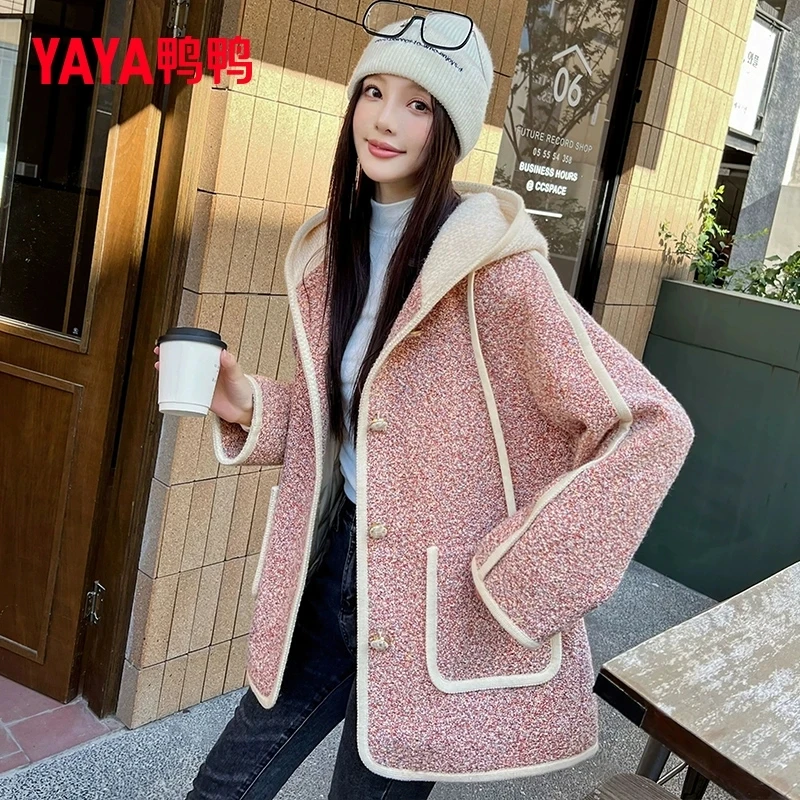 鸭鸭90绒毛呢羽绒服女士秋冬新款韩版保暖小个子外套YE4B614169M