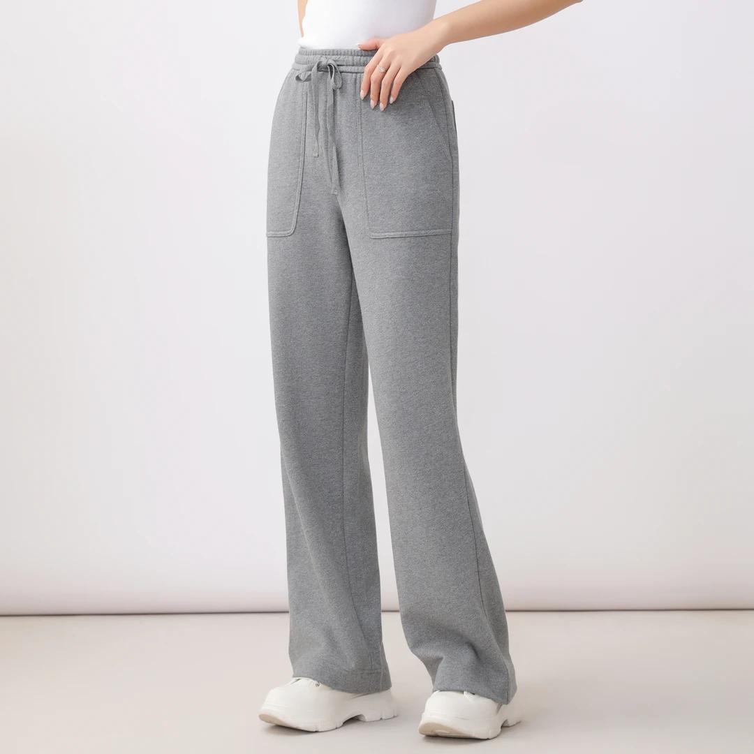 AMASS/阿玛施早秋新款运动百搭松紧腰垂感直筒休闲裤5100386