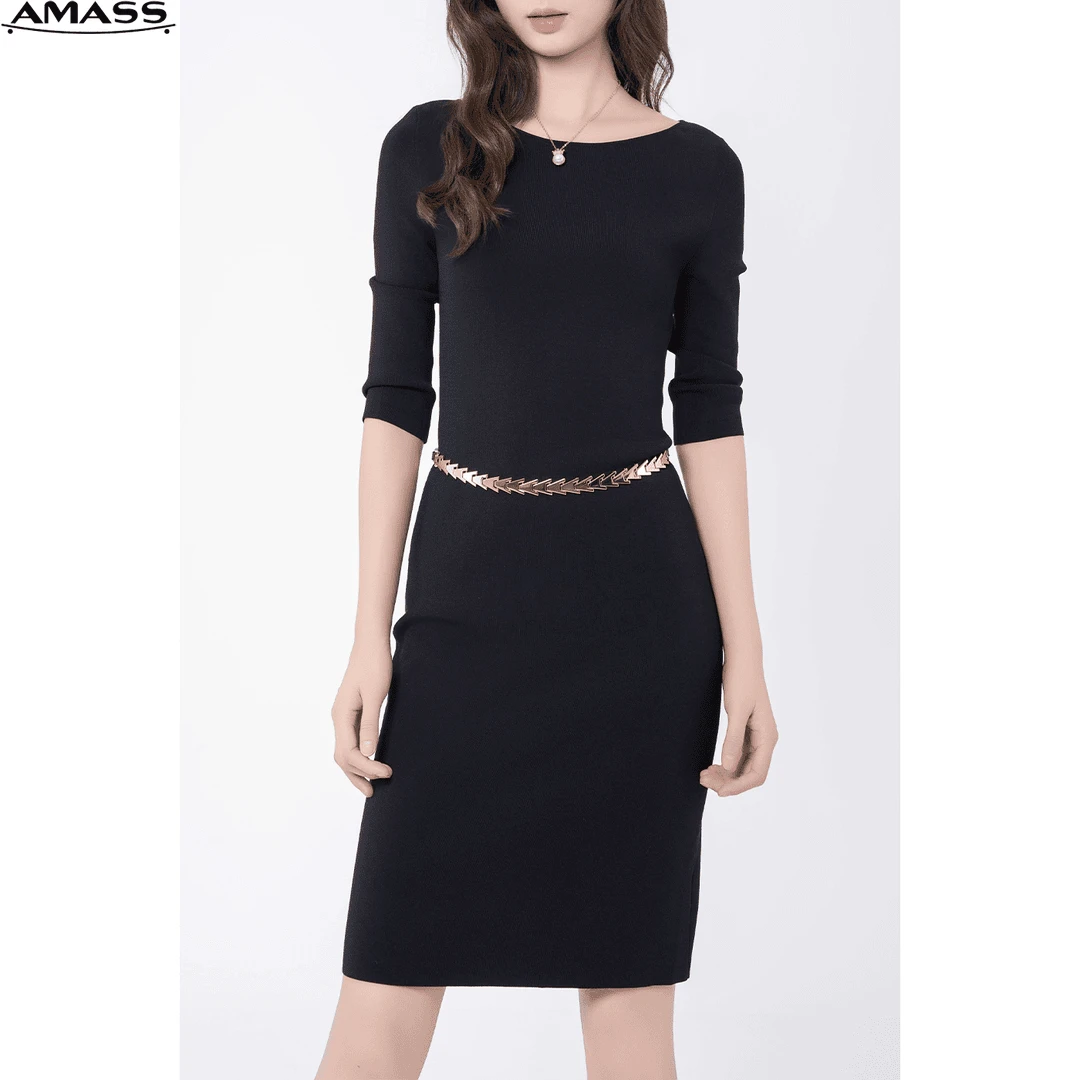 AMASS/阿玛施修身针织小黑裙5599026
