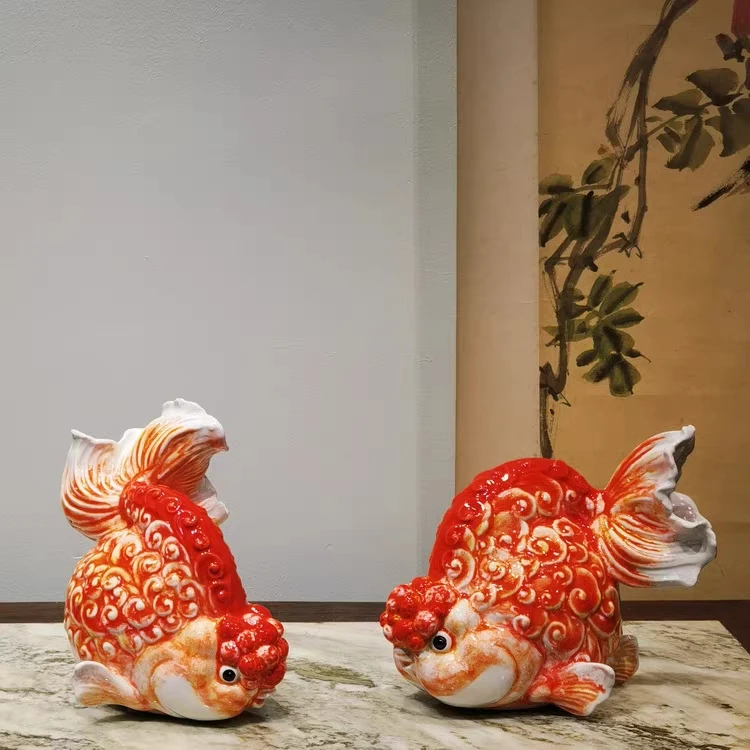 石湾陶瓷金鱼摆件金玉满堂结婚送礼商务礼品