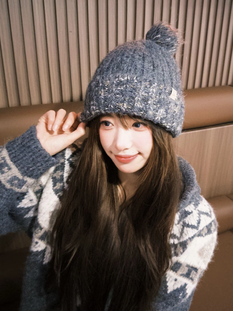 北海道初雪|韩版高级感拼色针织毛线帽秋冬保暖混纺防寒护耳百搭