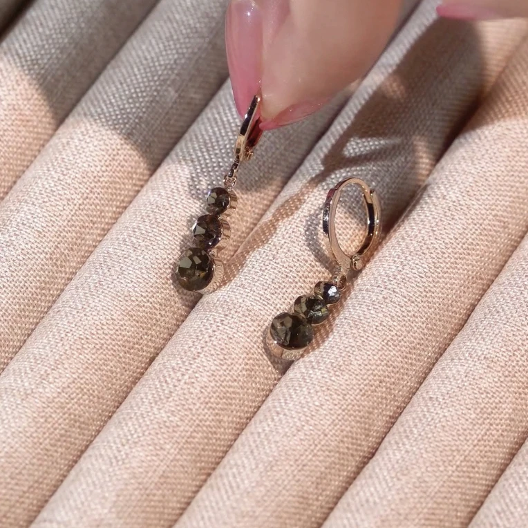 铜合金合成锆石耳饰 130三生三世灰黑色百搭时尚耳坠耳环