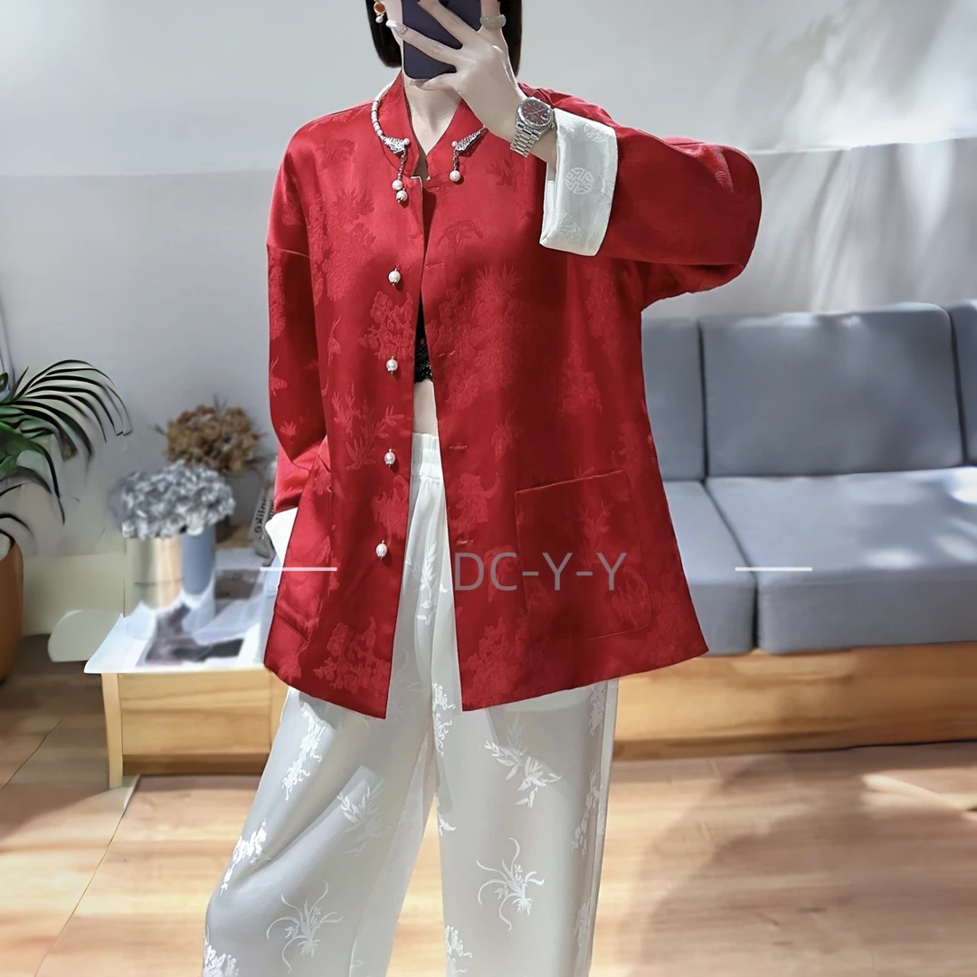 《依家推荐》中式立领蝶恋花提花双面双穿外套