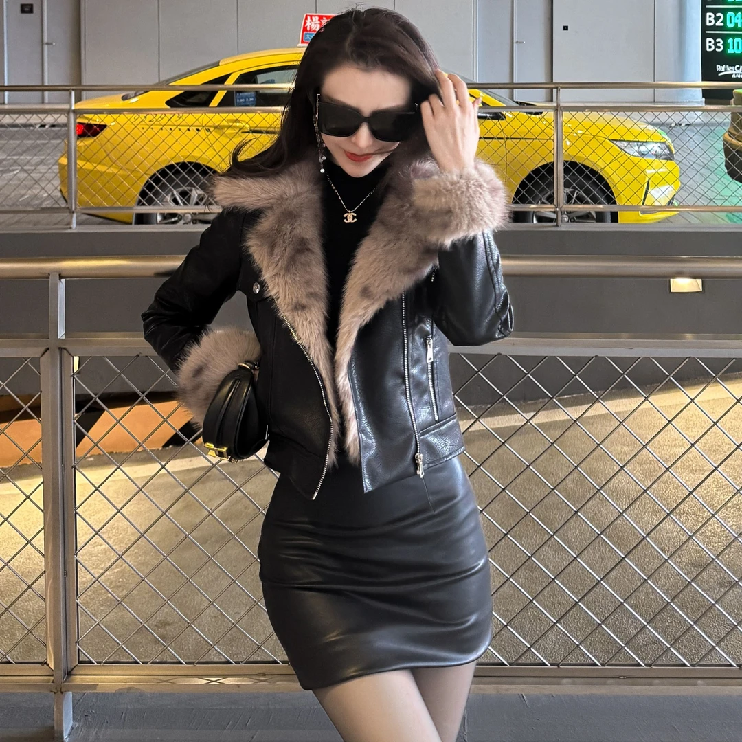 【摩卡冰酪】冬季时尚短款加厚网红毛毛领加棉皮衣WT-2656