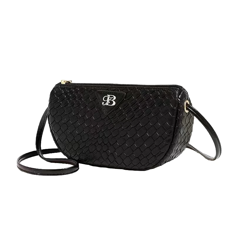 2024爆款福利百搭黑色时尚夏季编织手机单肩包 2415黑