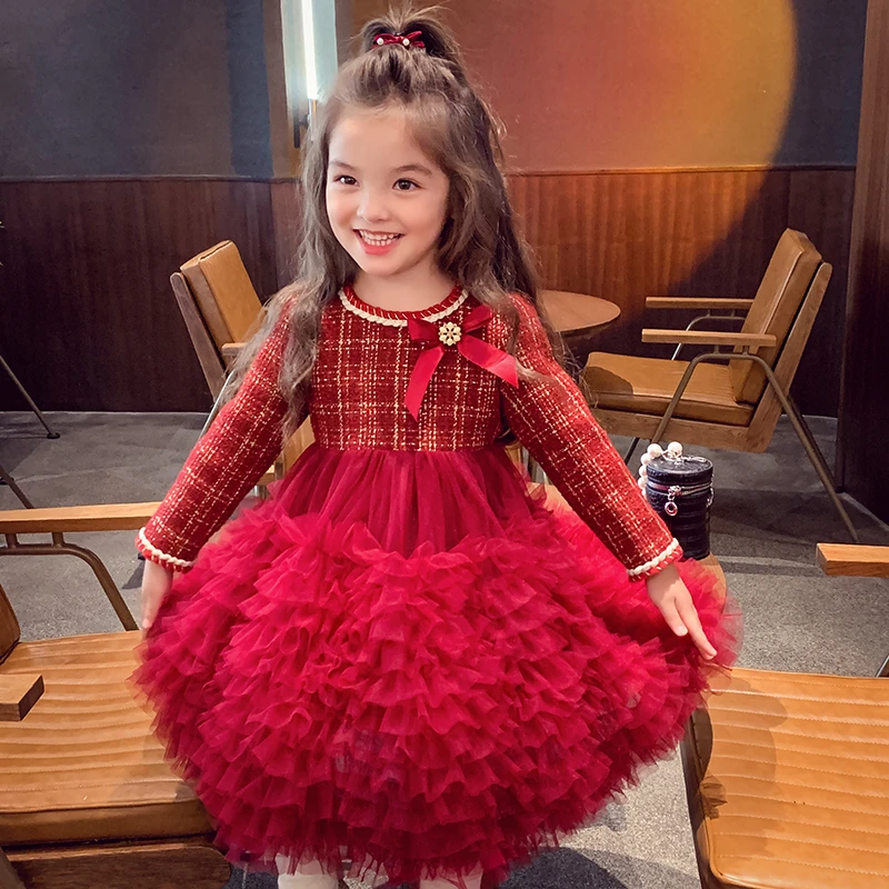 【现货】米米哈罗女童小香风连衣裙洋气儿童礼服公主裙 Q240013