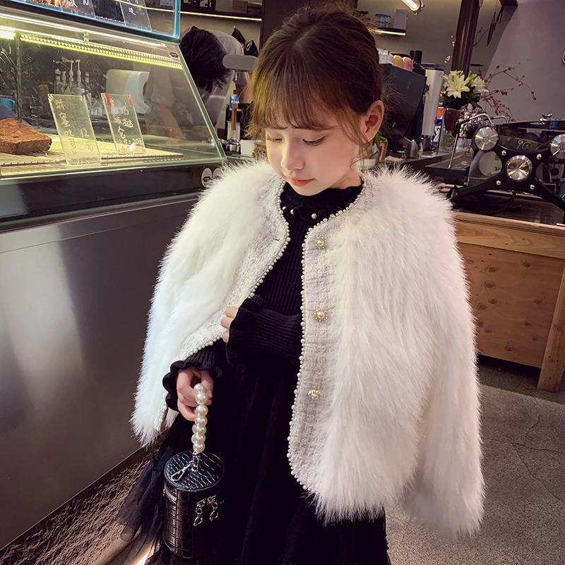 【宠粉浮力】女童小香风外套秋冬新款毛毛大衣女孩时髦衣服M86316