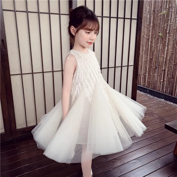 【现货】米米哈罗女童夏装洋气背心裙流苏无袖连衣裙公主裙 X24373