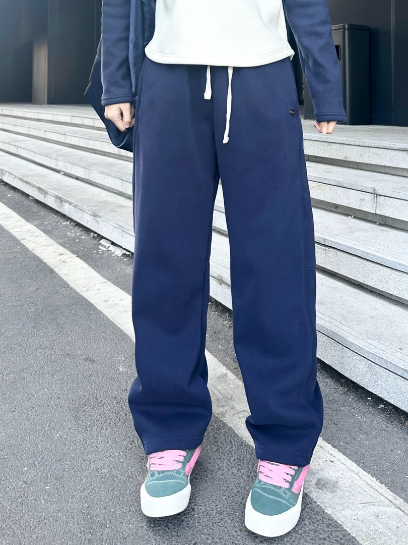 鸡蛋家冬季休闲百搭宽松显瘦加绒加厚保暖腿精裤鸡蛋四色弯刀裤