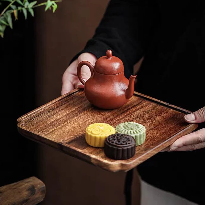 胡桃木实木托盘整版整料加厚茶盘茶托壶承日式壶垫特厚果盘点心盘