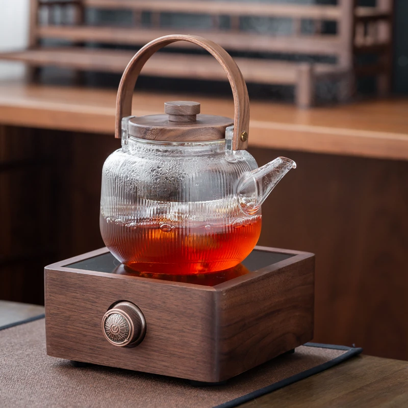 北美黑胡桃实木小方炉750W家用茶炉陶炉电陶炉煮茶炉保温