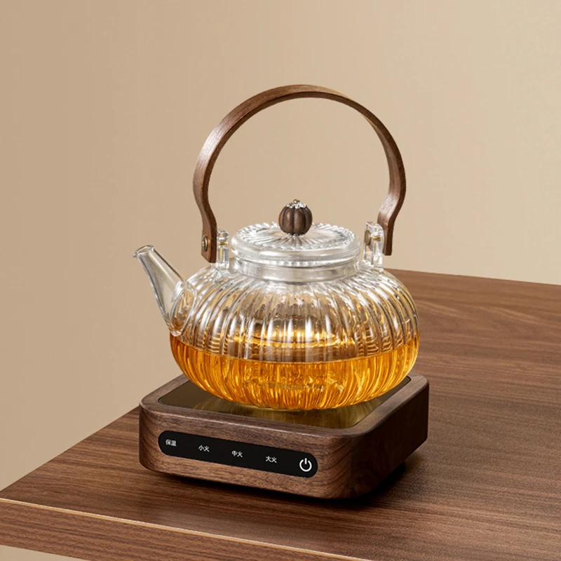 茶当当北美黑胡桃实木800w迷你小方炉子煮茶烧水保温电陶炉煮茶炉