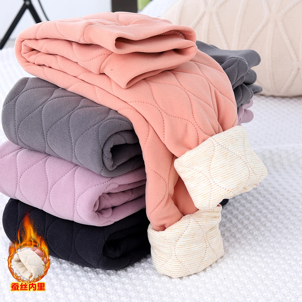 240606羊毛蚕丝加厚棉裤校服神器儿童保暖棉裤新款秋冬季三层加厚