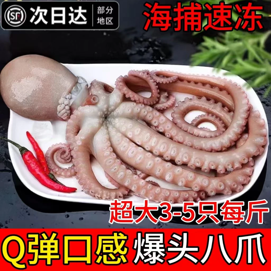超大长腿八爪鱼鲜活冷冻新鲜网红爆头八爪鱼整条章鱼捞汁海鲜商用