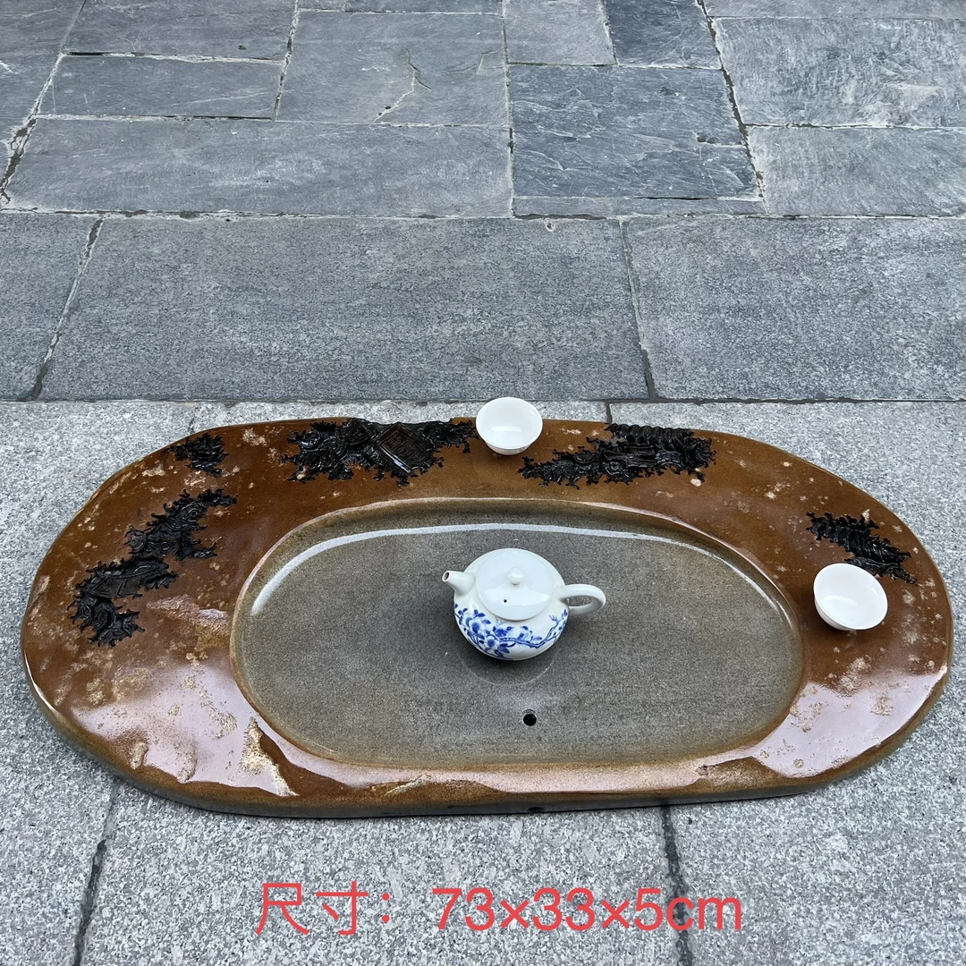 端砚茶盘肇庆绿端宋坑天然石茶盘客厅办公室茶桌摆件茶台厂家直销