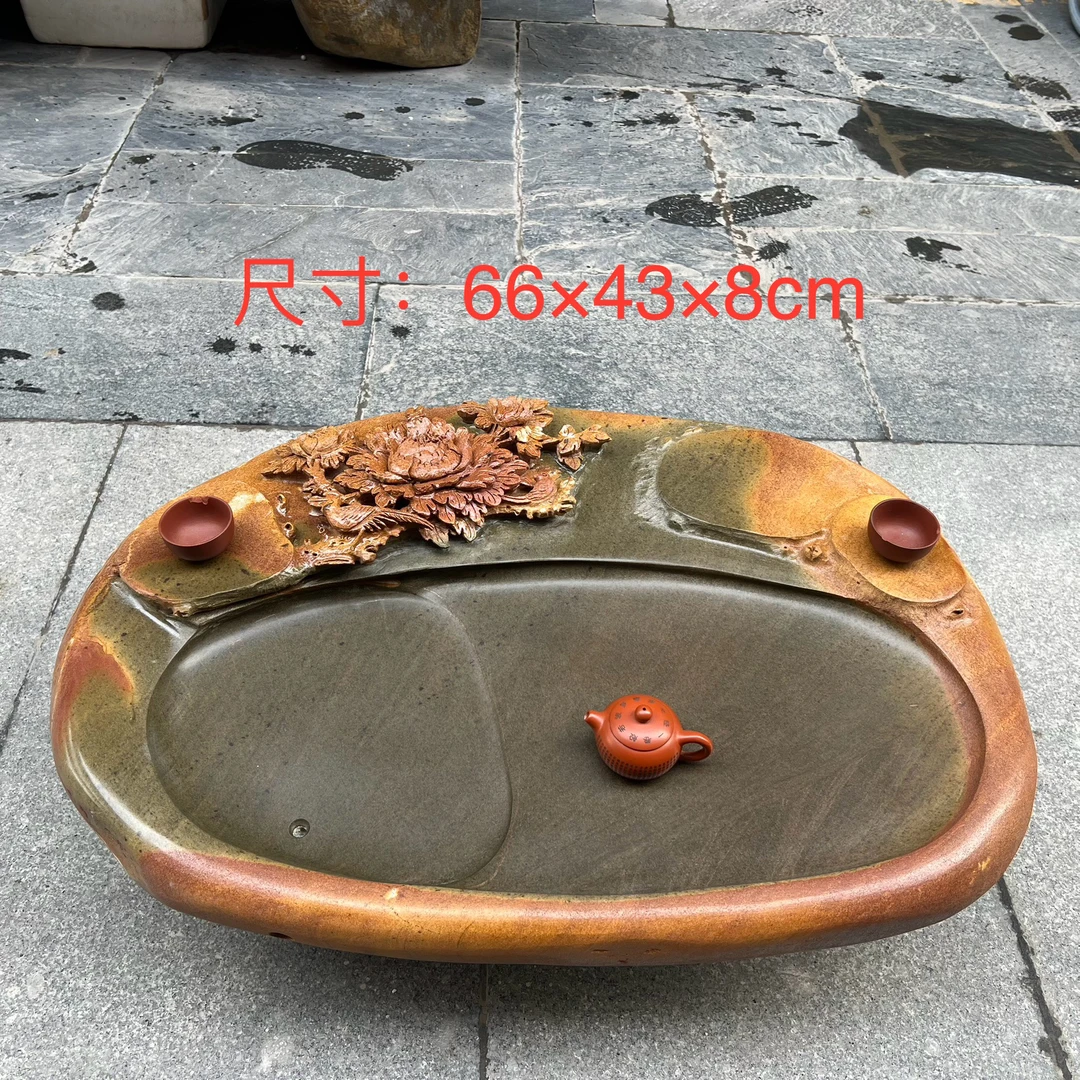 端砚原石整块雕刻多款精雕刻端砚茶盘紫端石天然手工石雕工艺