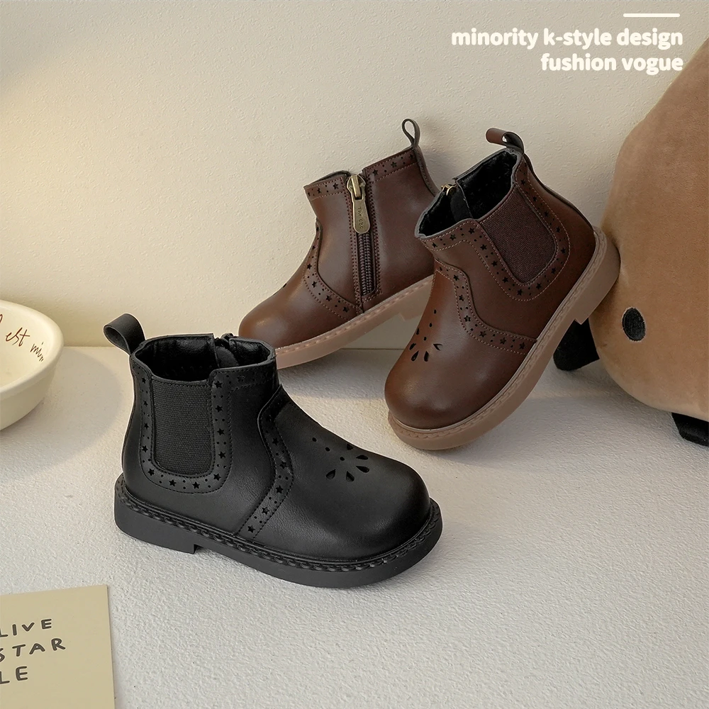 239100软底儿童复古低筒短靴时尚休闲时装靴童鞋