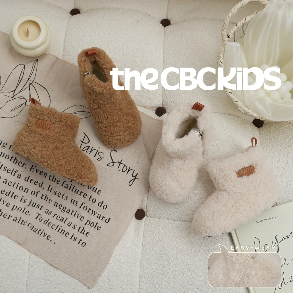 248016爱斯基摩儿童低筒毛毛靴冬男女童复古软底可爱