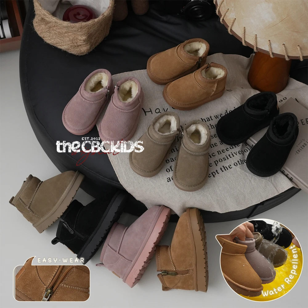 儿童低筒雪地靴男女童冬加厚侧拉链249025