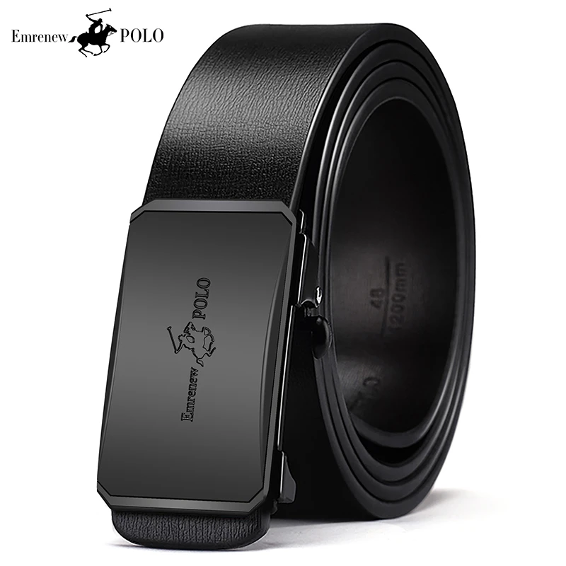 安普里保罗POLO真皮男士30-40岁简约牛皮裤腰带中青年百搭