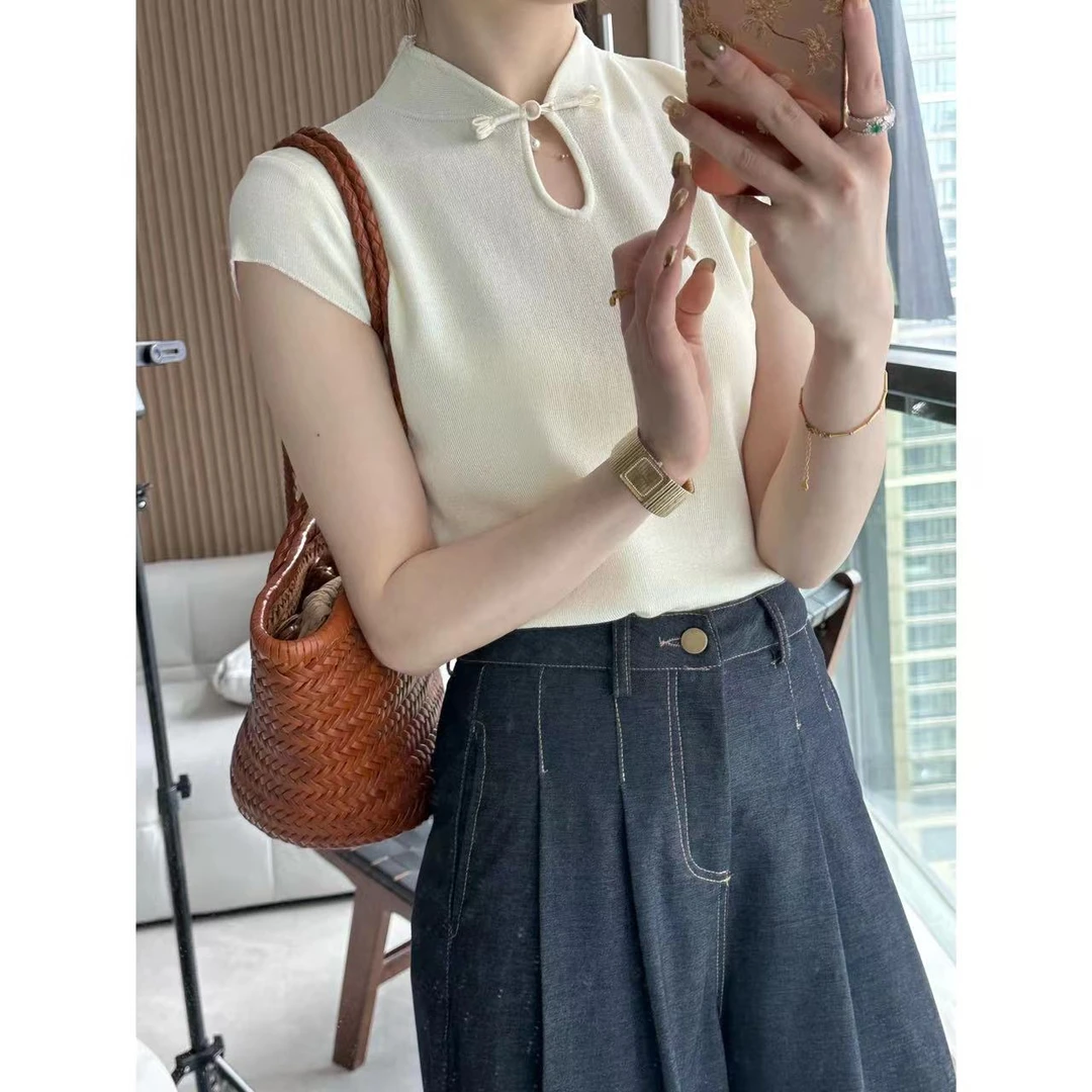 【吉满】中式针织T显瘦时尚百搭气质针织衫JM2177