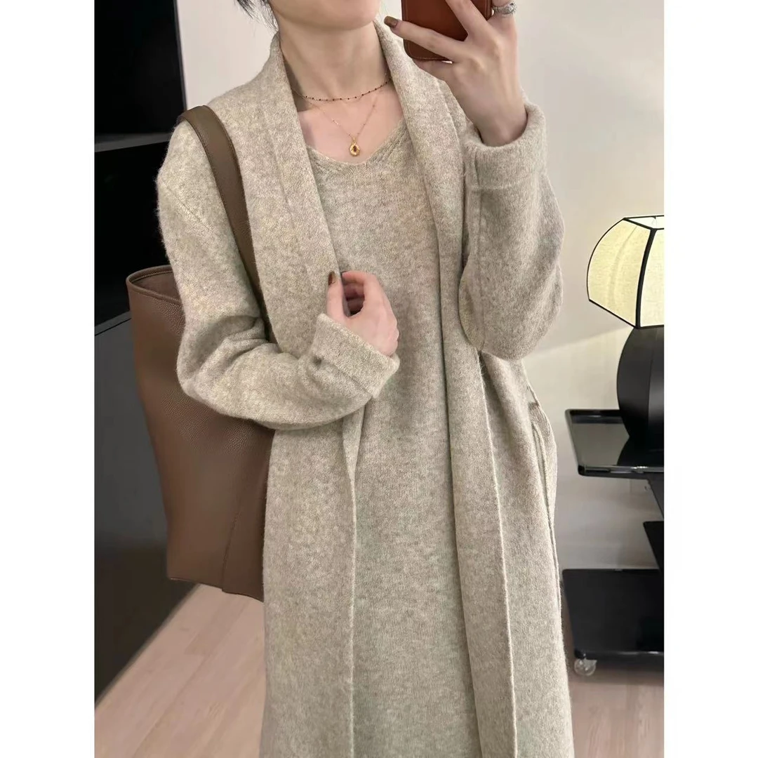 【吉满】自制款慵懒风软糯长款针织开衫毛衣外套JM2008