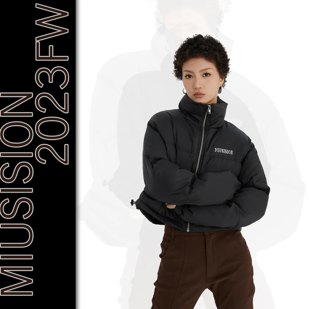 MIUSISION立领百搭气质短款刺绣棉服加厚棉衣女款潮流时尚外套