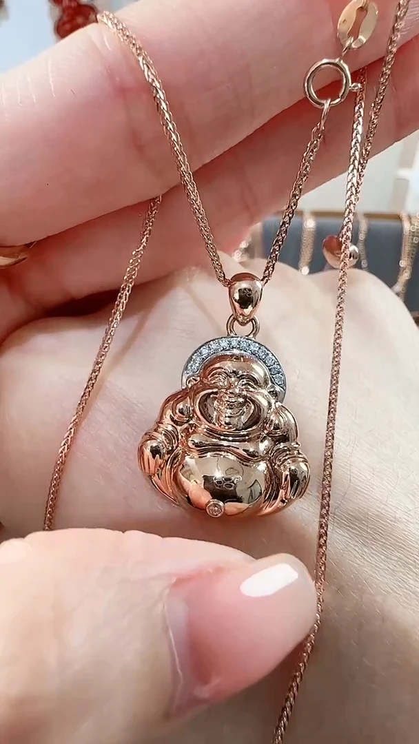 【闪购商品】钻石吊坠(不含链)18K金镶嵌18K金钻石佛公吊坠