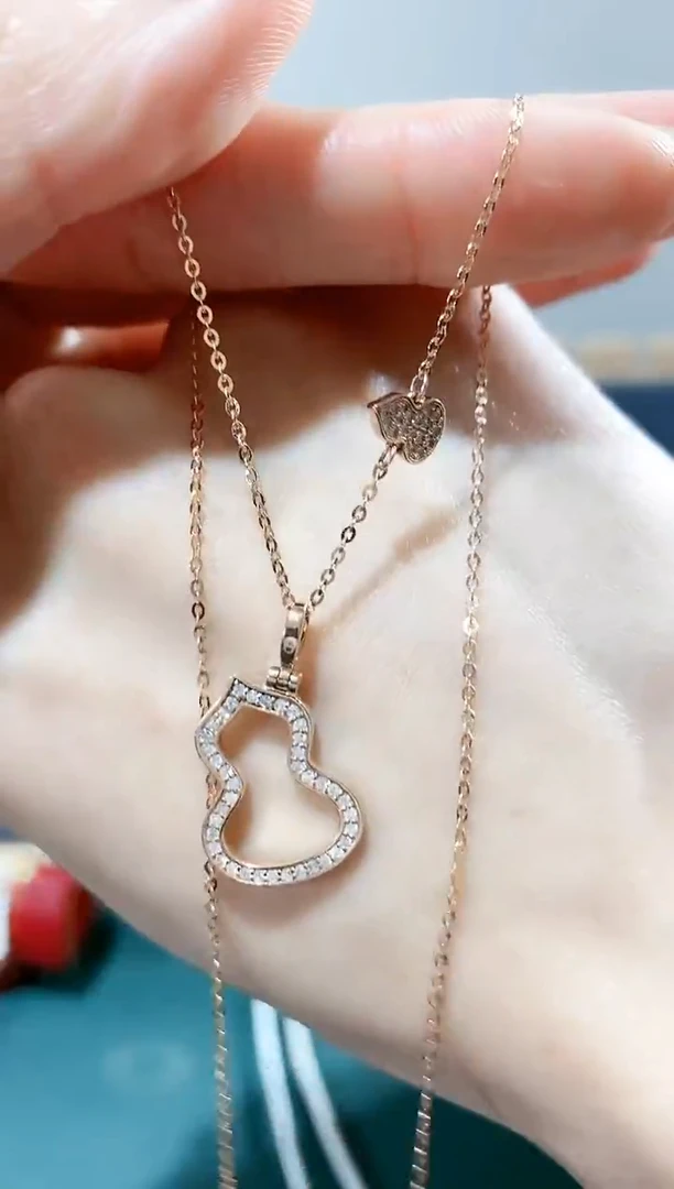 【闪购商品】钻石颈饰18K金镶嵌18K金钻石葫芦套链