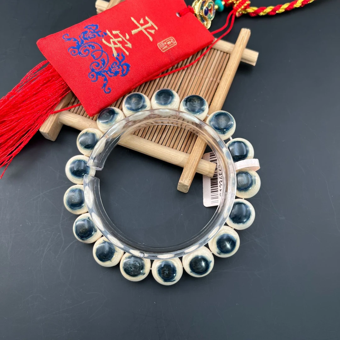 天然猛犸牙精品1.2蓝眼睛手串G00199【假一罚四】