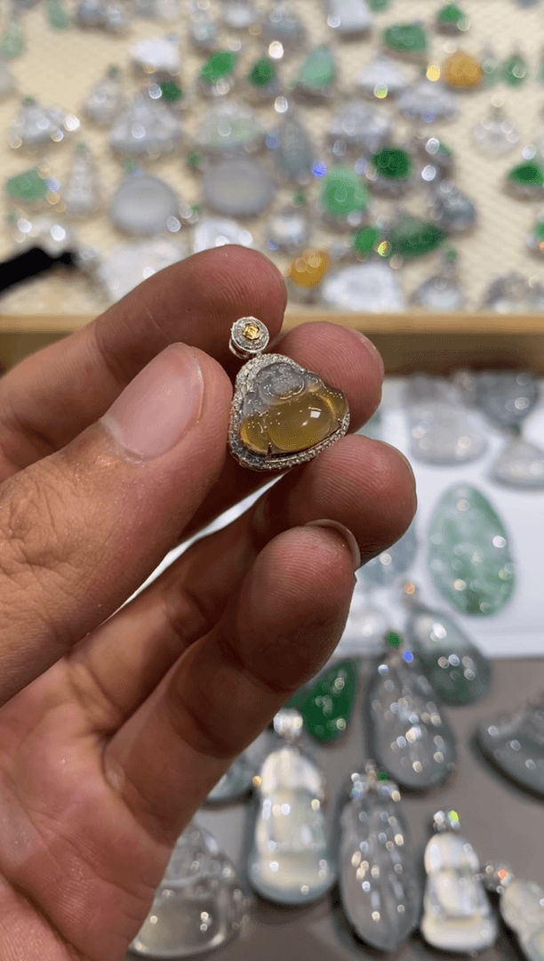 【闪购商品】翡翠吊坠(不含链)18K金镶嵌佛公