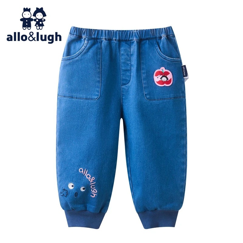 allo&lugh2024秋冬新款女童牛仔裤弹力舒适儿童束腿长裤
