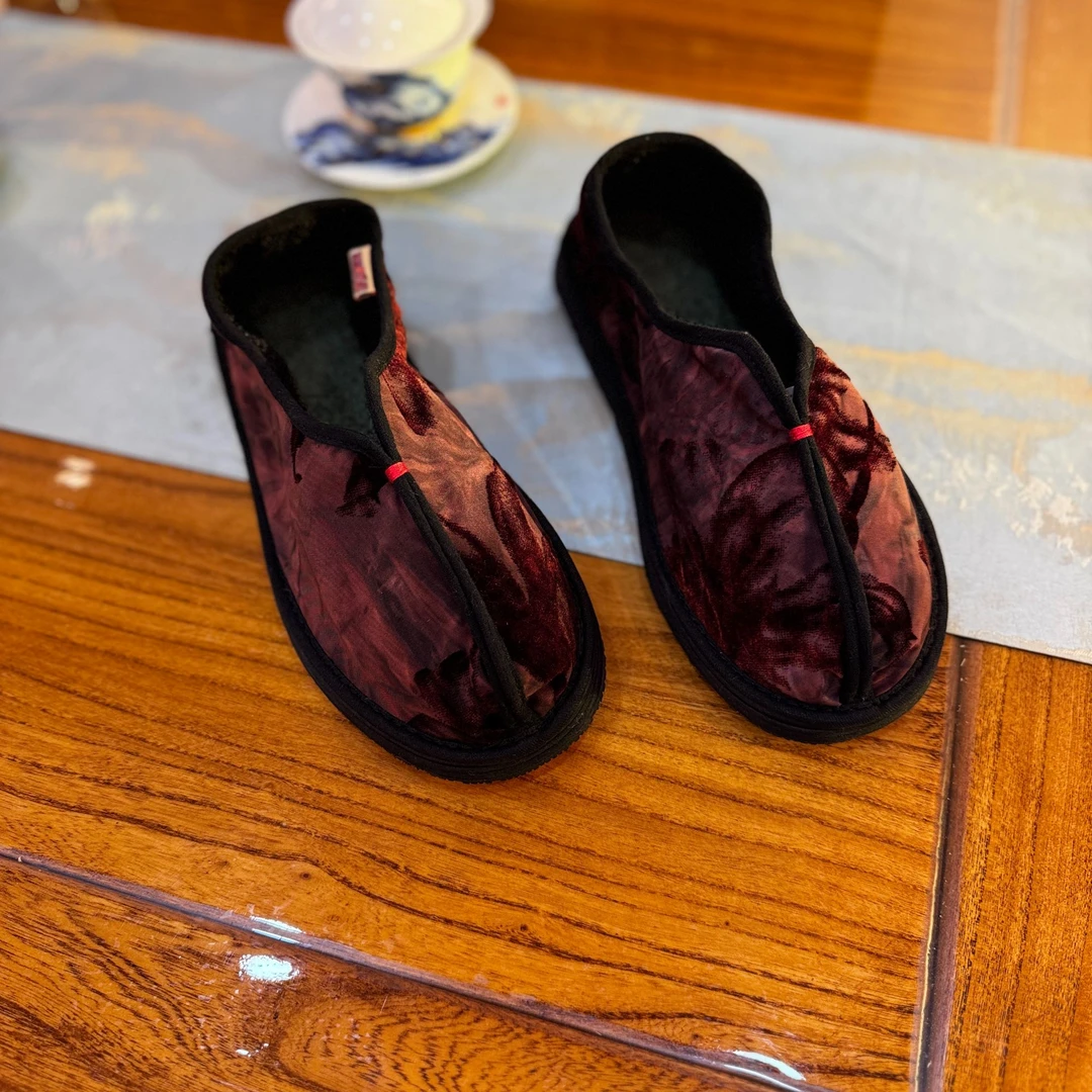 【薄绒·水墨】2024新中式二棉加绒保暖时尚百搭低帮休闲千层底棉鞋