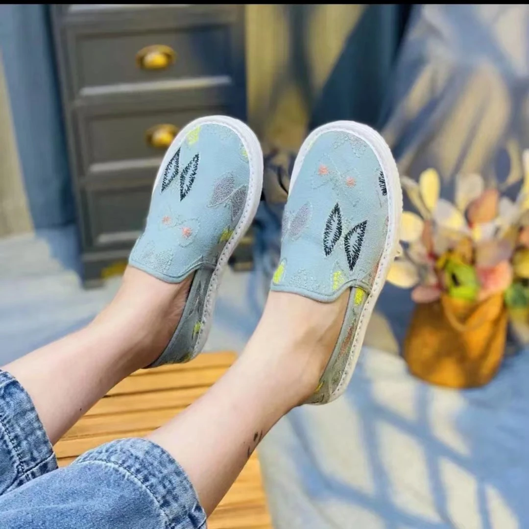 2024春夏季新款【蝶舞】中国风时尚软底民族风低帮手工千层底布鞋