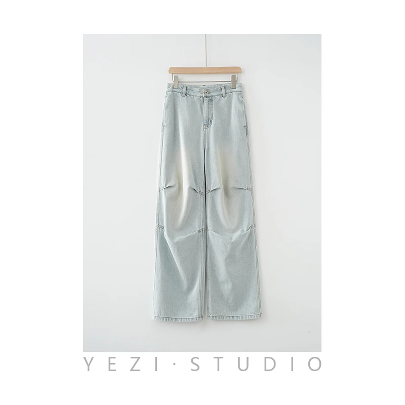 【折】汉麻混纺美式复古机能风牛仔阔腿裤24122477/80