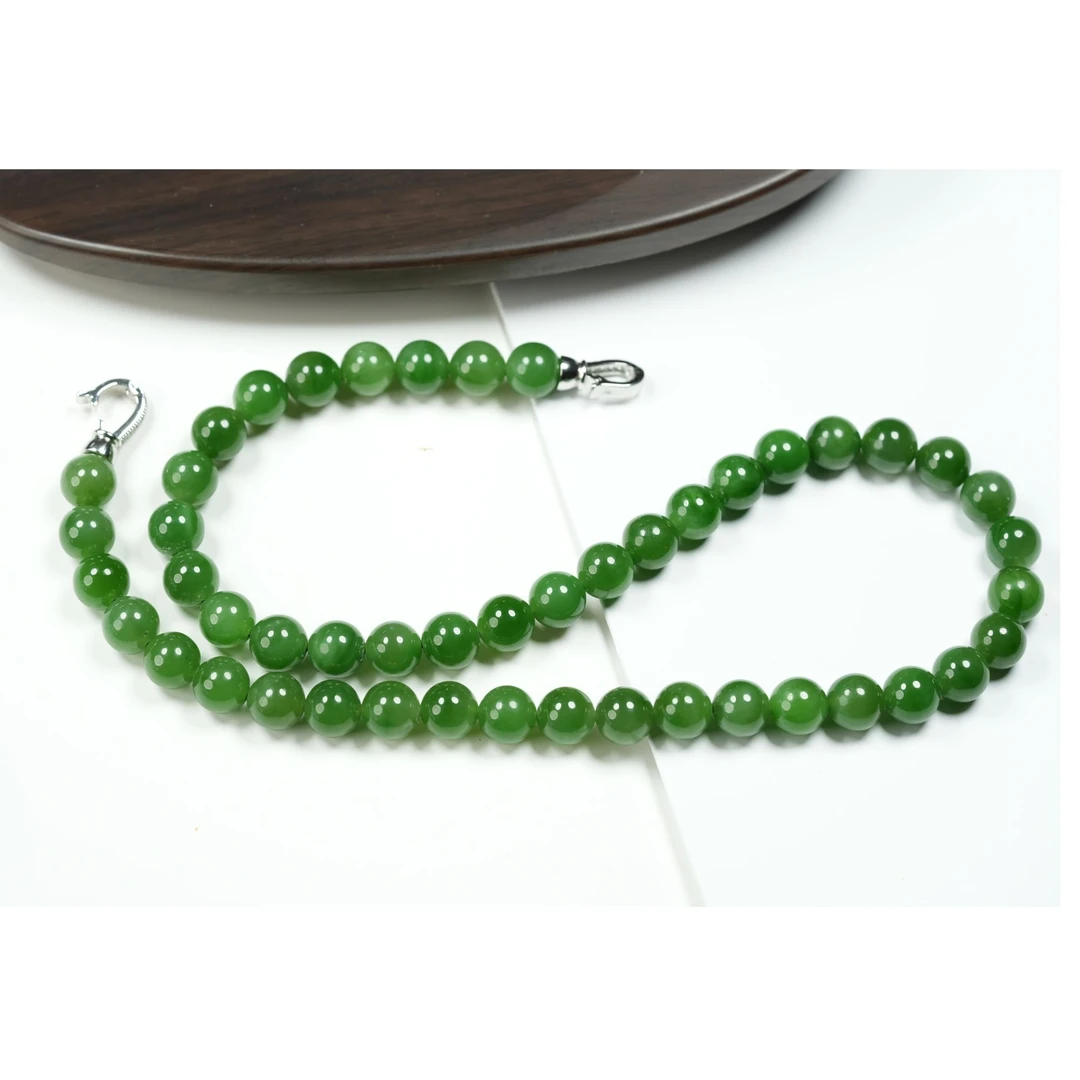 L10B01和田玉碧玉阳绿项链9+mm百搭时尚气质轻奢长链妈妈中古