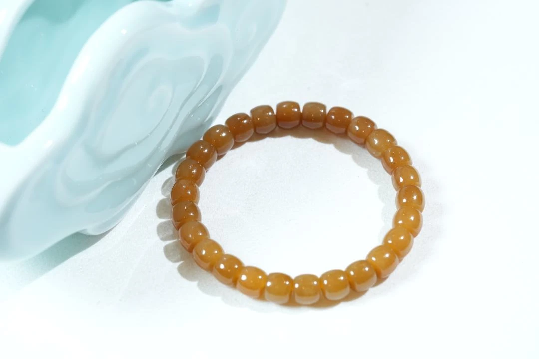 C07ZJ01和田玉金山糖玉直切手串7*8mm时尚简约气质百搭