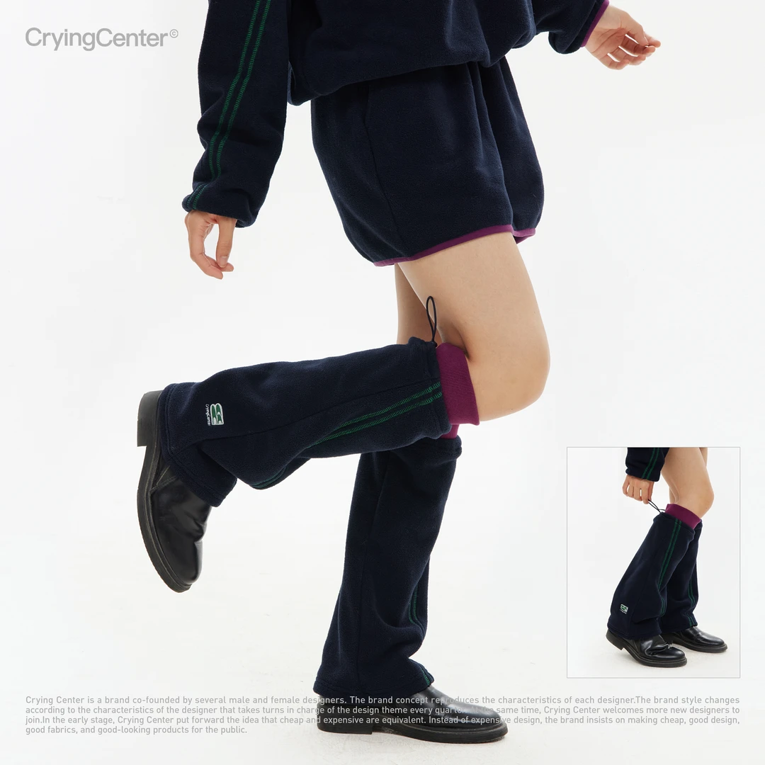 Crying center/哭喊中心CCC藏青撞色摇粒绒袜套腿套